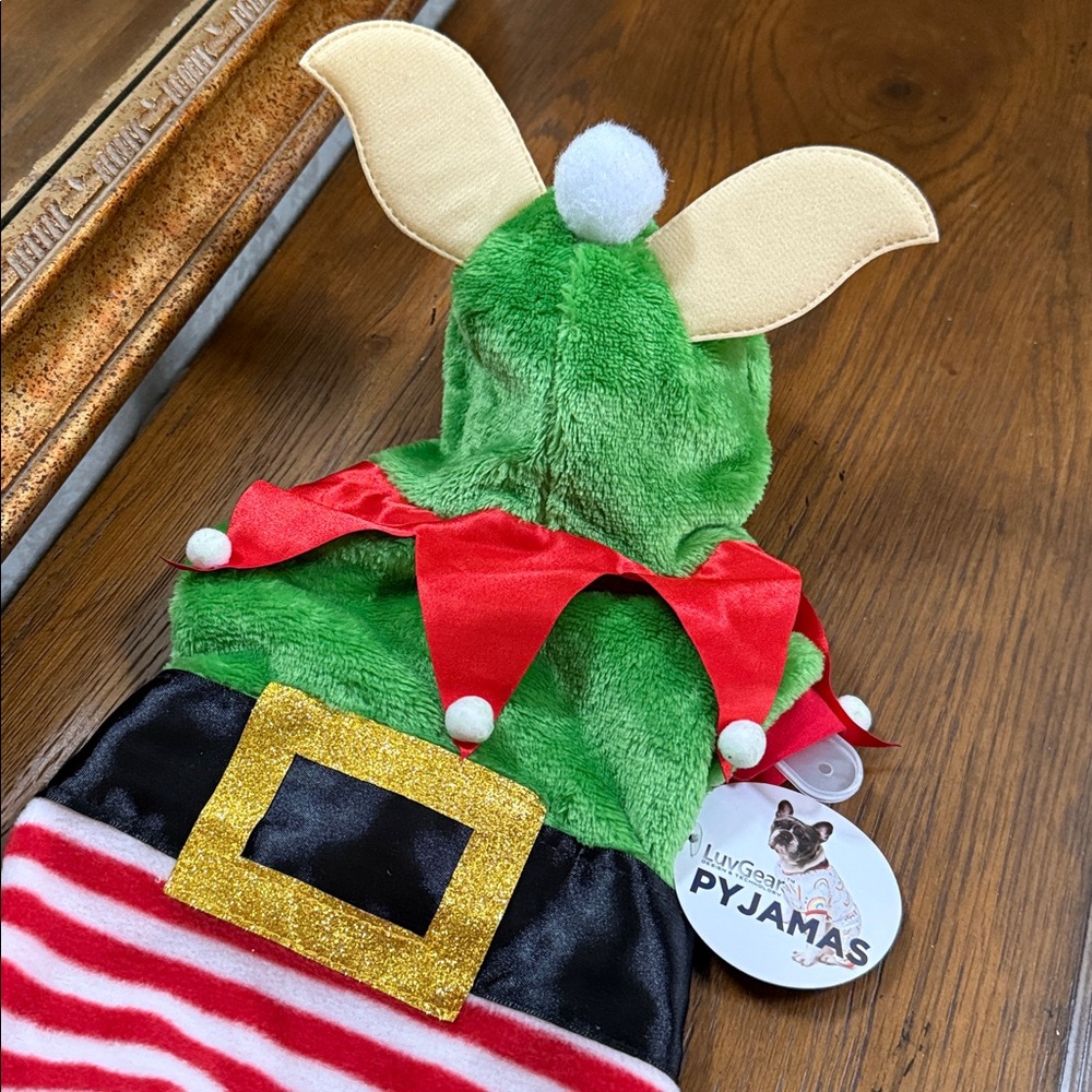 LuvGear Green Elf Dog Costume-Pajamas. Size XS. Velcro closure. Red/green/black. - Picture 11 of 14